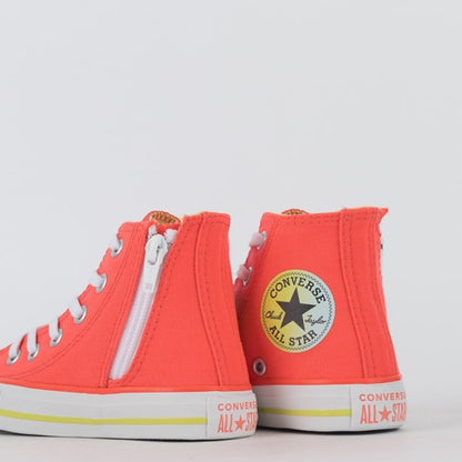 TENIS CHUCK TAYLOR ALL STAR CANO ALTO LARANJA CHAMA/VERDE CITRICO