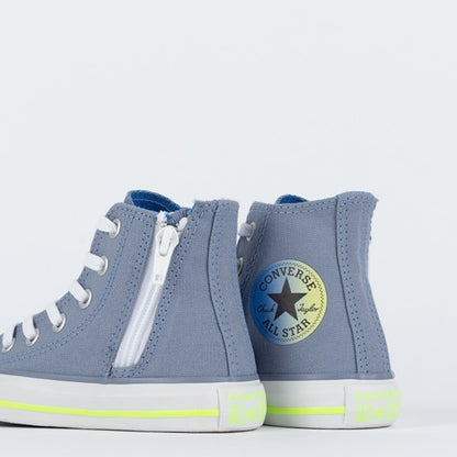 TENIS CHUCK TAYLOR ALL STAR CANO ALTO SIDE ZIP AZUL PEDRA LAMACENTO AZUL