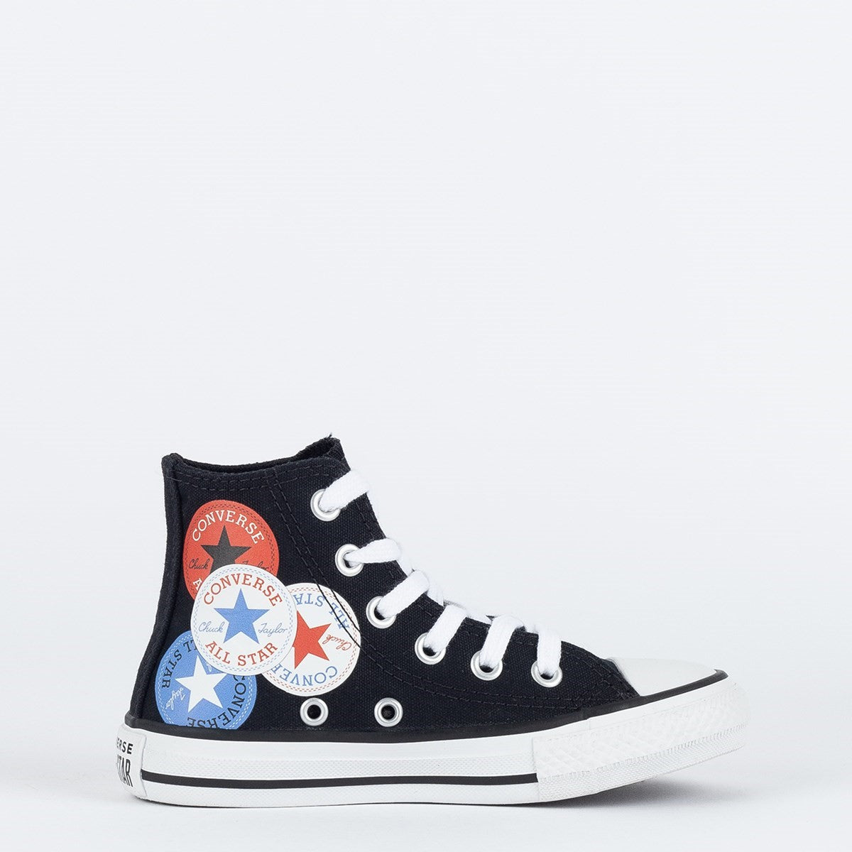 TENIS CHUCK TAYLOR ALL STAR CANO ALTO HI STICKER STACH PRETO BRANCO