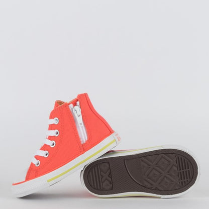 TENIS CHUCK TAYLOR ALL STAR CANO ALTO LARANJA CHAMA/VERDE CITRICO