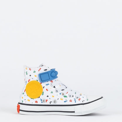 TENIS CHUCK TAYLOR ALL STAR CANO ALTO HI BUBBLE STRAP POLKA DOODLE BRANCO VERMELHO FORTE